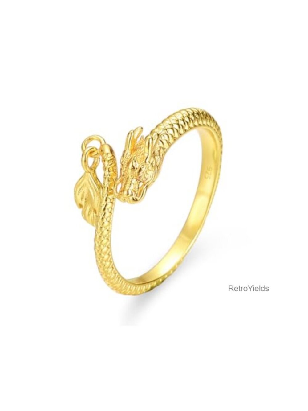 S925 Sterling Silver Gold Plated Dragon Adjustable Ring
